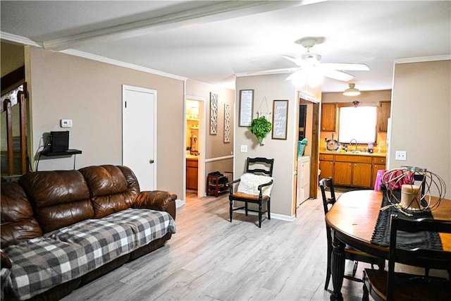 343 Old Greenville Hwy Unit 5, Clemson, SC 29631 - living room featuring light wood finished floors, ceiling fan, and crown molding