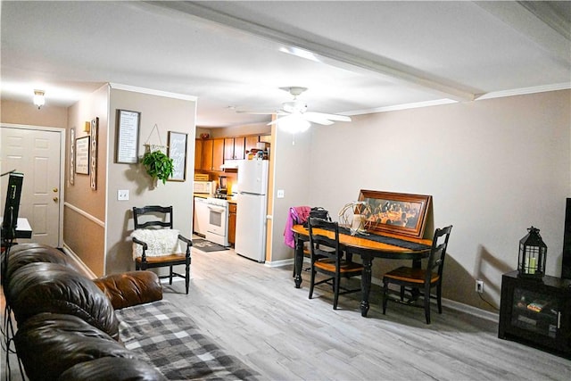343 Old Greenville Hwy Unit 5, Clemson, SC 29631 - living area with crown molding, ceiling fan, and light wood-style floors