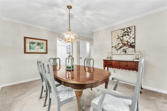 4 Slack Tide Ct, Salem, SC 29676 - dining room with a chandelier, light carpet, and ornamental molding