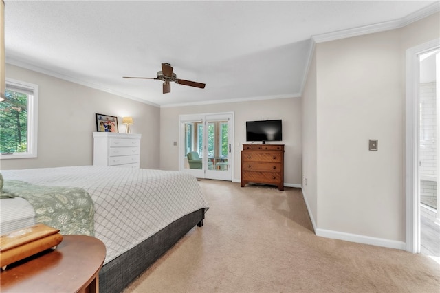 4 Slack Tide Ct, Salem, SC 29676 - bedroom featuring access to exterior, crown molding, light colored carpet, multiple windows, and ceiling fan