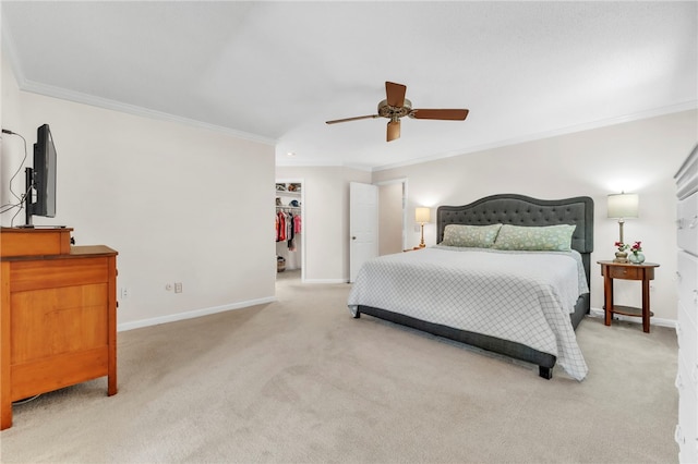 4 Slack Tide Ct, Salem, SC 29676 - carpeted bedroom featuring ornamental molding, a walk in closet, ceiling fan, and a closet
