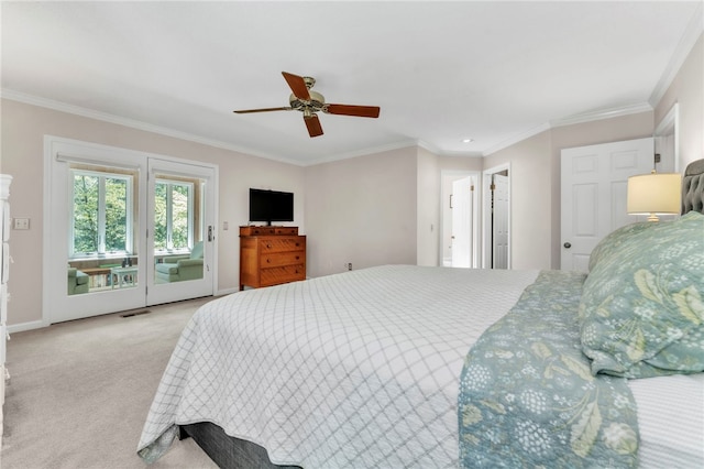 4 Slack Tide Ct, Salem, SC 29676 - carpeted bedroom featuring crown molding, access to exterior, and a ceiling fan