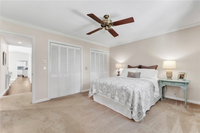 4 Slack Tide Ct, Salem, SC 29676 - carpeted bedroom with two closets, crown molding, and a ceiling fan