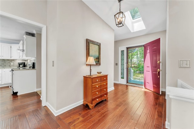 4 Slack Tide Ct, Salem, SC 29676 - entrance foyer with a skylight, wood-type flooring, and vaulted ceiling