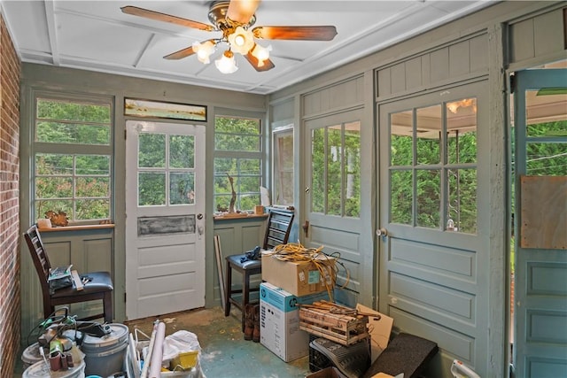 4 Grandview Rd, Travelers Rest, SC 29690 - sunroom / solarium featuring a ceiling fan and concrete floors
