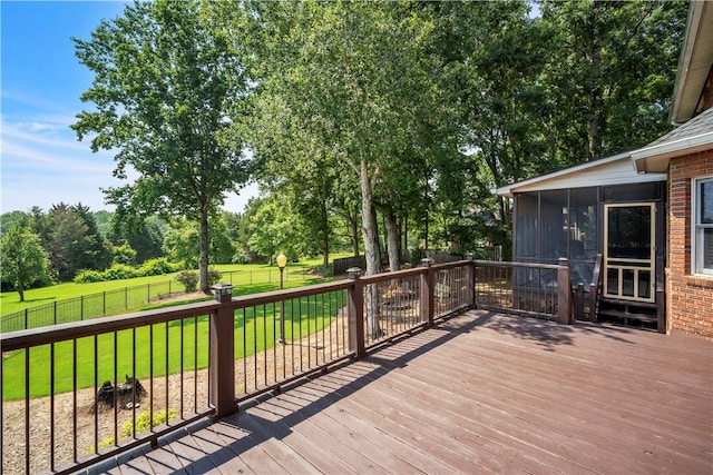 105 Wren Crossing Ct, Easley, SC 29642 - wooden deck with a sunroom and a fenced backyard