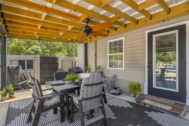 701 Durham Brown Rd, Seneca, SC 29678 - view of patio / terrace featuring outdoor dining space, a ceiling fan, and entry steps