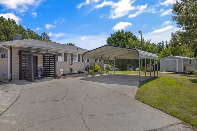 701 Durham Brown Rd, Seneca, SC 29678 - view of parking / parking lot featuring a storage shed, driveway, and a carport