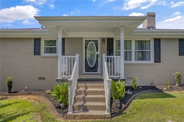 701 Durham Brown Rd, Seneca, SC 29678 - doorway to property with brick siding and a chimney