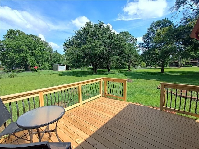 412 Bishop Branch Rd, Pendleton, SC 29670 - deck with a lawn and a storage unit