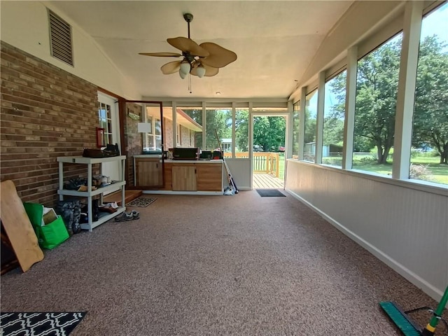412 Bishop Branch Rd, Pendleton, SC 29670 - sunroom / solarium with lofted ceiling, a ceiling fan, and healthy amount of natural light
