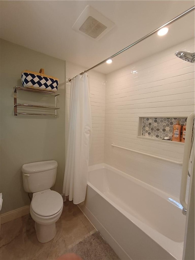 412 Bishop Branch Rd, Pendleton, SC 29670 - bathroom featuring shower / bath combination with curtain and recessed lighting