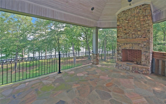210 Rosewood Cir, Hartwell, GA 30643 - view of patio / terrace featuring an outdoor stone fireplace