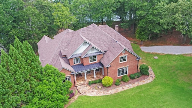 210 Rosewood Cir, Hartwell, GA 30643 - craftsman-style home featuring a front yard, a standing seam roof, a chimney, and brick siding