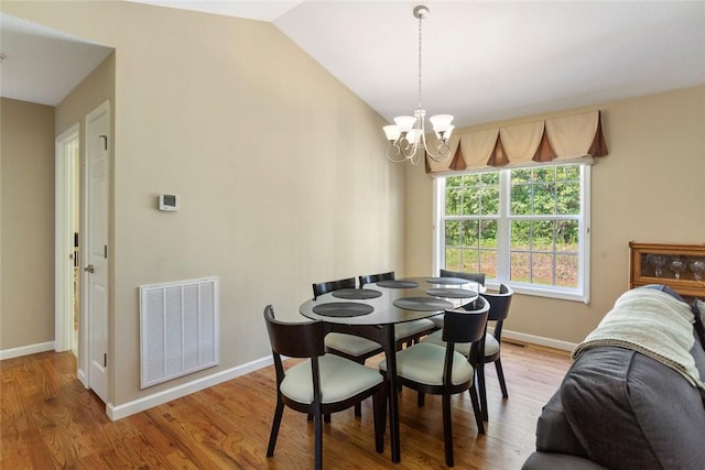 518 Pecan Grove Rd, Seneca, SC 29672 - dining area featuring lofted ceiling, wood finished floors, and a chandelier