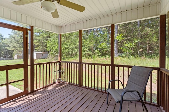 518 Pecan Grove Rd, Seneca, SC 29672 - unfurnished sunroom with a ceiling fan