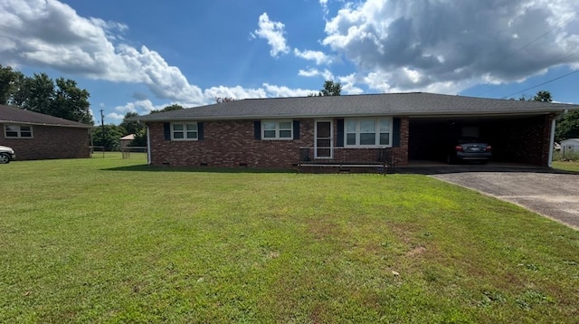 1202 Fairhaven Dr, Anderson, SC 29626 - ranch-style house featuring crawl space, driveway, an attached carport, and brick siding