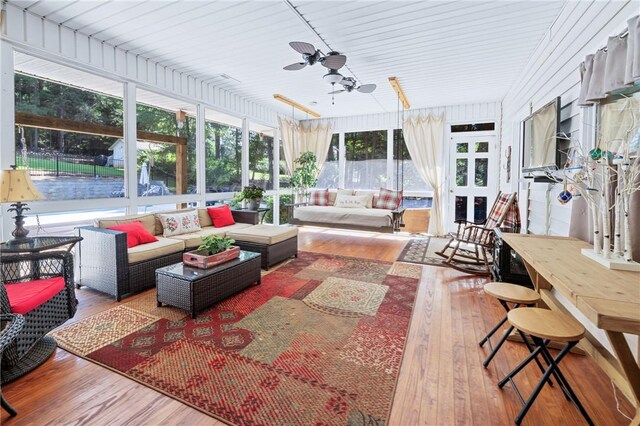 308 Amethyst Way, Seneca, SC 29672 - sunroom with an outdoor living space, plenty of natural light, and ceiling fan