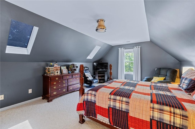 308 Amethyst Way, Seneca, SC 29672 - bedroom featuring a skylight, lofted ceiling, and carpet floors