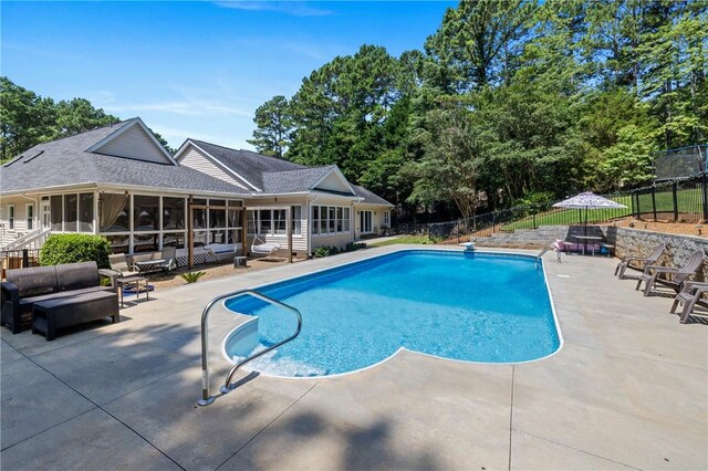 308 Amethyst Way, Seneca, SC 29672 - view of swimming pool featuring a patio area, a sunroom, and outdoor lounge area