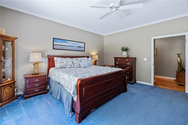 308 Amethyst Way, Seneca, SC 29672 - bedroom with carpet flooring, ornamental molding, and a ceiling fan