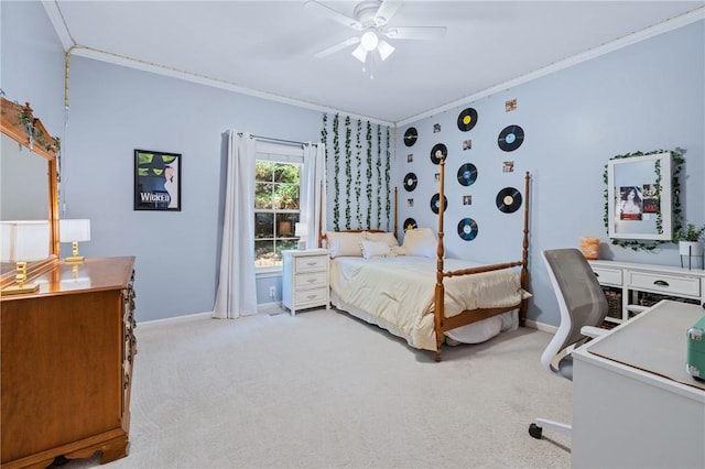 308 Amethyst Way, Seneca, SC 29672 - bedroom featuring ornamental molding, carpet, and ceiling fan