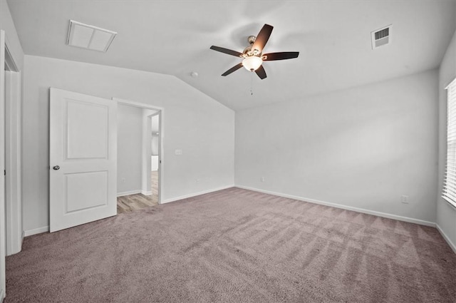 121 Traditions Blvd, Anderson, SC 29625 - unfurnished bedroom with carpet flooring, lofted ceiling, and a ceiling fan