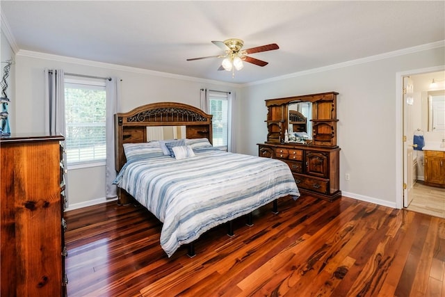 100 Crosscreek Dr, Anderson, SC 29621 - bedroom featuring wood finished floors, crown molding, ceiling fan, and ensuite bath