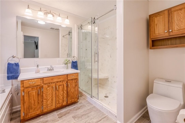 100 Crosscreek Dr, Anderson, SC 29621 - full bathroom with vanity, a marble finish shower, and crown molding