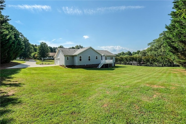 100 Crosscreek Dr, Anderson, SC 29621 - view of home's exterior with an attached garage, crawl space, concrete driveway, a yard, and stairway
