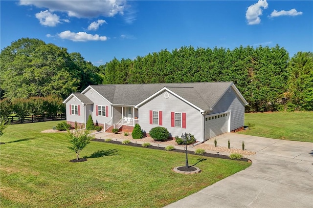 100 Crosscreek Dr, Anderson, SC 29621 - ranch-style home featuring driveway, a garage, a porch, and a forest view