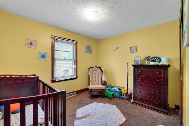 7703 Moorefield Memorial Hwy, Liberty, SC 29657 - bedroom featuring carpet, a textured ceiling, and a crib