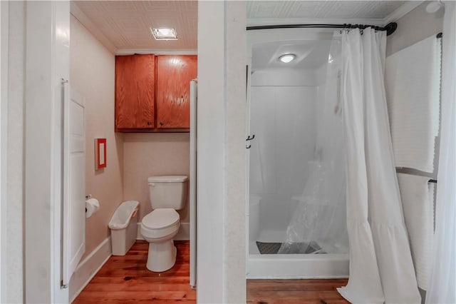 251 W Mcelhaney Rd, Taylors, SC 29687 - bathroom featuring wood finished floors, a shower stall, and an ornate ceiling