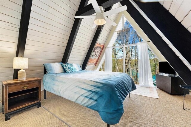 1047 Tranquility Ln, Hartwell, GA 30643 - bedroom featuring carpet floors and wood walls