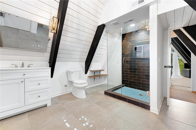 1047 Tranquility Ln, Hartwell, GA 30643 - bathroom with a shower stall, vanity, and tile patterned flooring