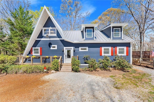 1047 Tranquility Ln, Hartwell, GA 30643 - view of front of property featuring a metal roof, a standing seam roof, and a wooden deck
