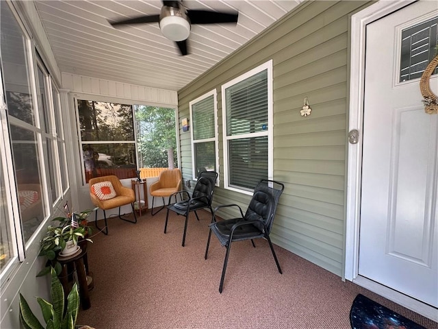 118 Branch St, Walhalla, SC 29691 - sunroom featuring a ceiling fan