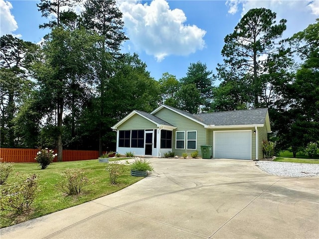 118 Branch St, Walhalla, SC 29691 - ranch-style house with a sunroom, driveway, an attached garage, and roof with shingles