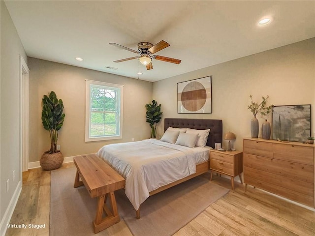 330 Code Cir, Seneca, SC 29678 - bedroom featuring light wood-type flooring, recessed lighting, and a ceiling fan