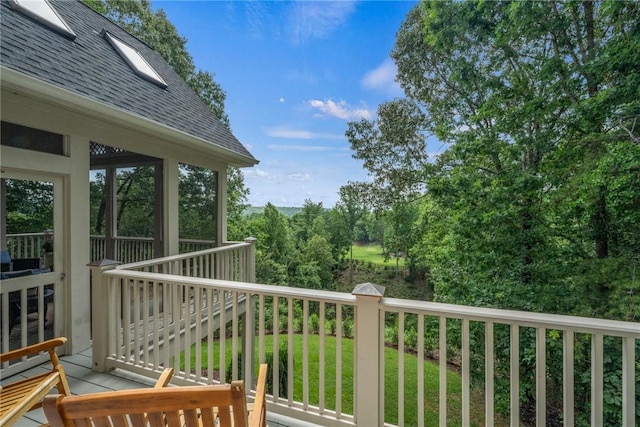 120 Links View Ct, Sunset, SC 29685 - wooden terrace featuring a sunroom and a yard