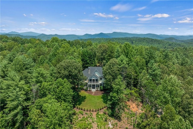 120 Links View Ct, Sunset, SC 29685 - aerial view of property and surrounding area featuring a heavily wooded area and mountains