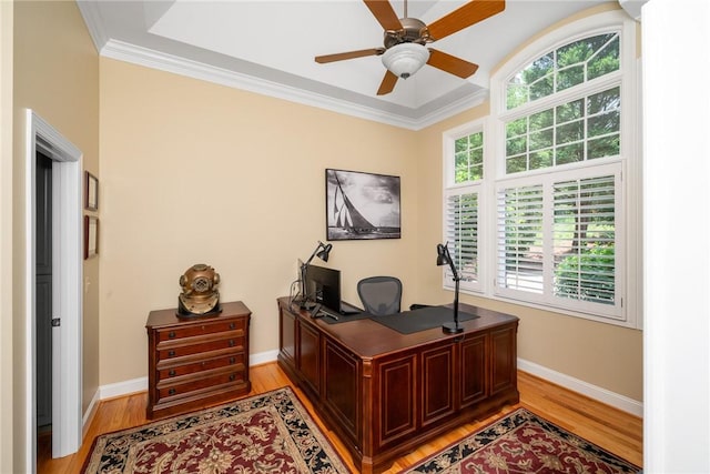 120 Links View Ct, Sunset, SC 29685 - office area featuring healthy amount of natural light, light wood finished floors, ornamental molding, and a ceiling fan