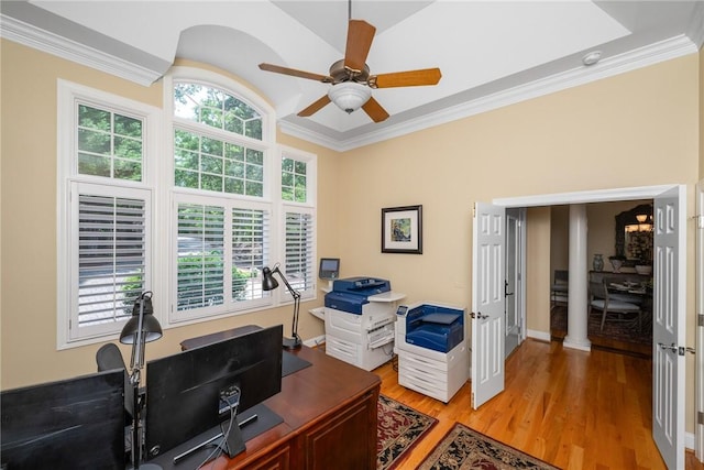 120 Links View Ct, Sunset, SC 29685 - office space featuring ornamental molding, light wood-type flooring, and a ceiling fan