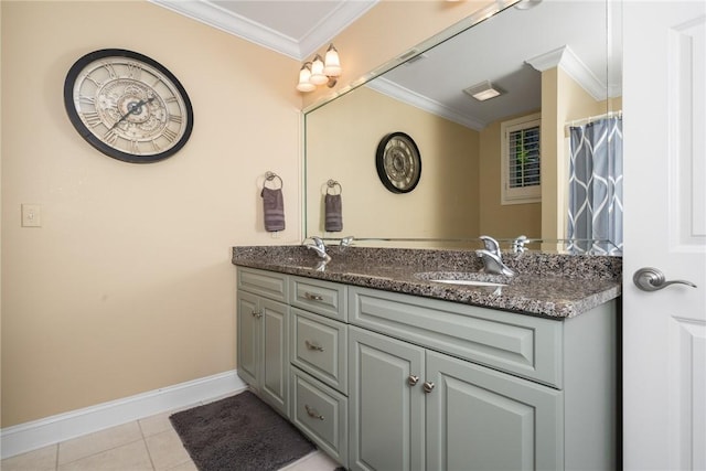 120 Links View Ct, Sunset, SC 29685 - full bathroom with double vanity, ornamental molding, and tile patterned floors