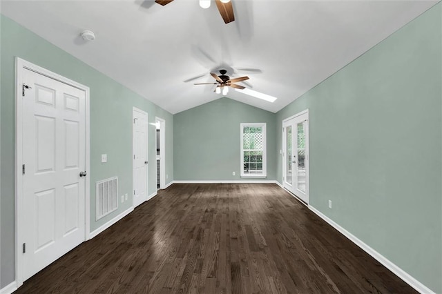 210 Briarcliff Rd, Central, SC 29630 - unfurnished living room with a ceiling fan, dark wood-style floors, and vaulted ceiling