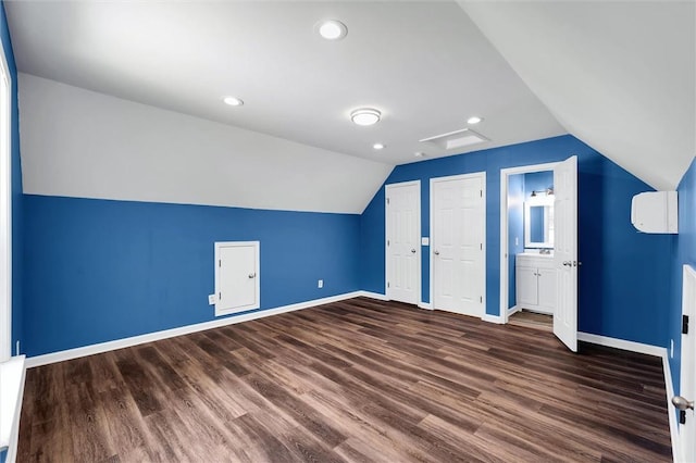 210 Briarcliff Rd, Central, SC 29630 - bonus room featuring vaulted ceiling, wood finished floors, recessed lighting, and attic access