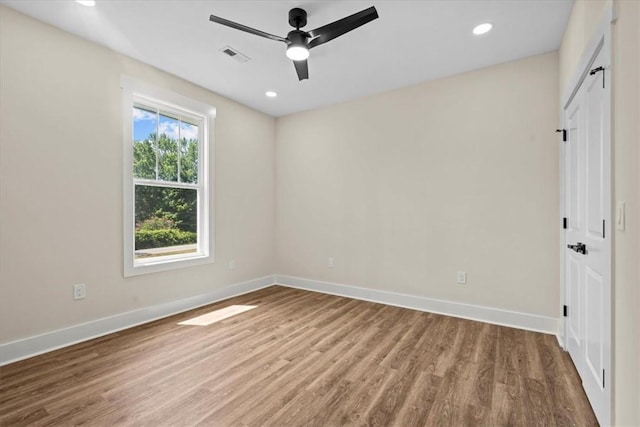 711 Concord Rd, Anderson, SC 29621 - empty room with wood finished floors, ceiling fan, and recessed lighting