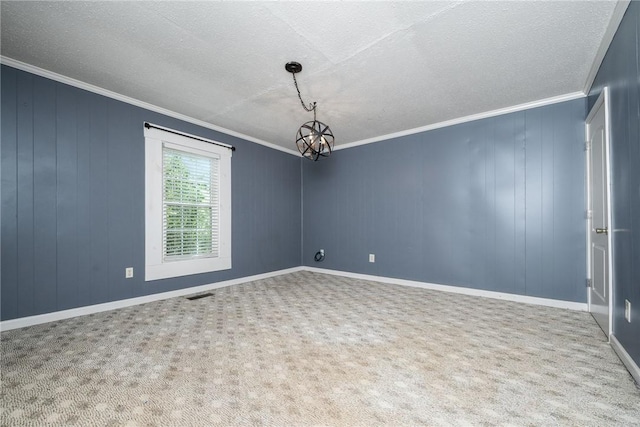 200 Maplecroft St, Liberty, SC 29657 - carpeted spare room featuring a textured ceiling, crown molding, and a chandelier