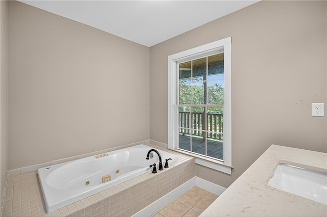 323 Indian Trl, Salem, SC 29676 - bathroom featuring a tub with jets, tile patterned floors, and vanity