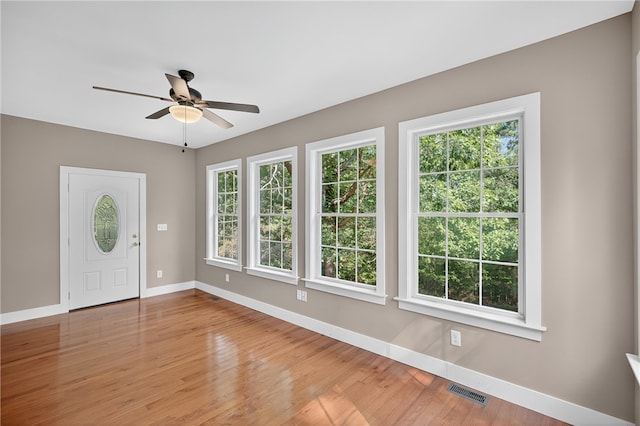 323 Indian Trl, Salem, SC 29676 - foyer with healthy amount of natural light, a ceiling fan, and wood finished floors